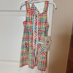 Colorful Plaid Button-Up Dress